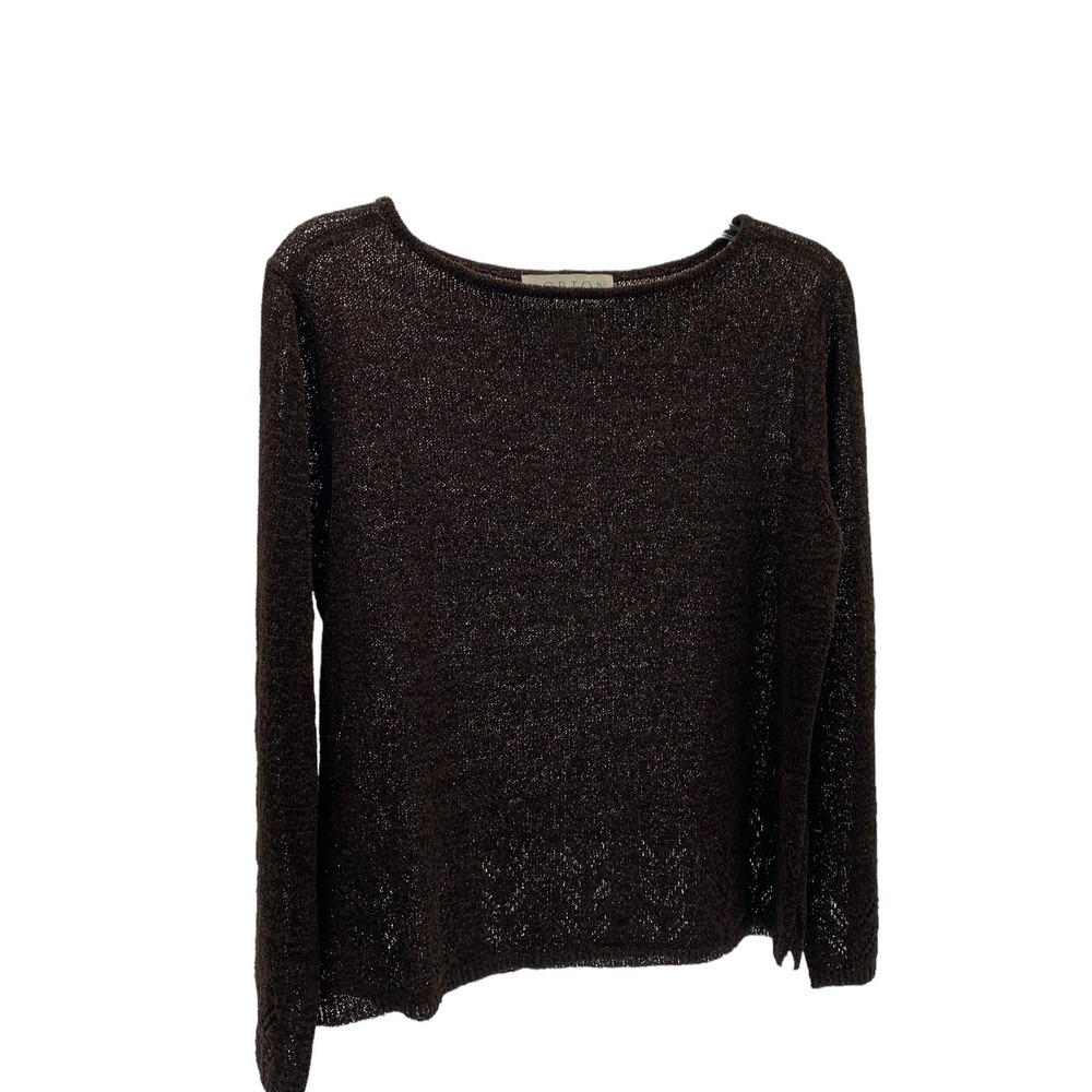 Norton McNaughton Pullover Sweater Boat Neck Stretch Terry Brown Women's Medium
